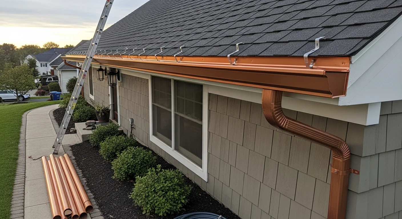 New gutter installation on residential home in Columbus
