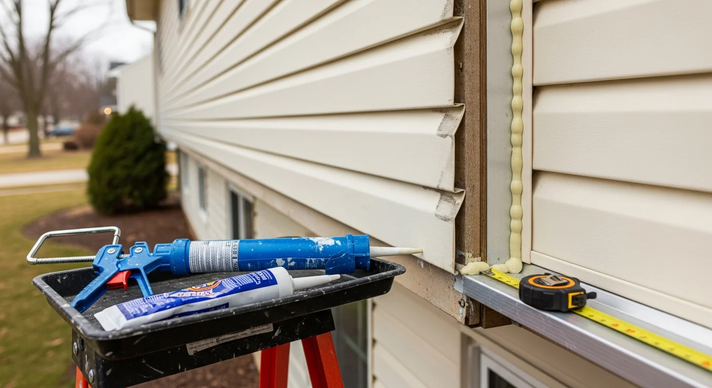 A Hilliard, Ohio single-family home exterior showing freshly repaired siding panels along the front wall, with clean seams and no visible cracking or warping. The repaired section blends with the surrounding original siding on a residential subdivision-style home.